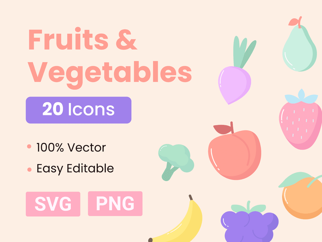  Fruits and Vegetables Icon Pack