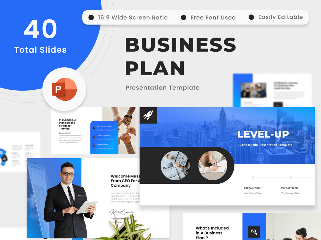 Level-Up - Business Plan PowerPoint Template 