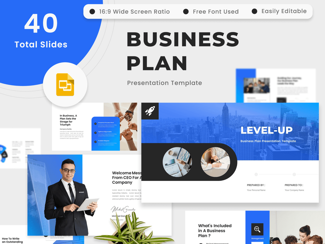 Level-Up – Business Plan Google Slides Template