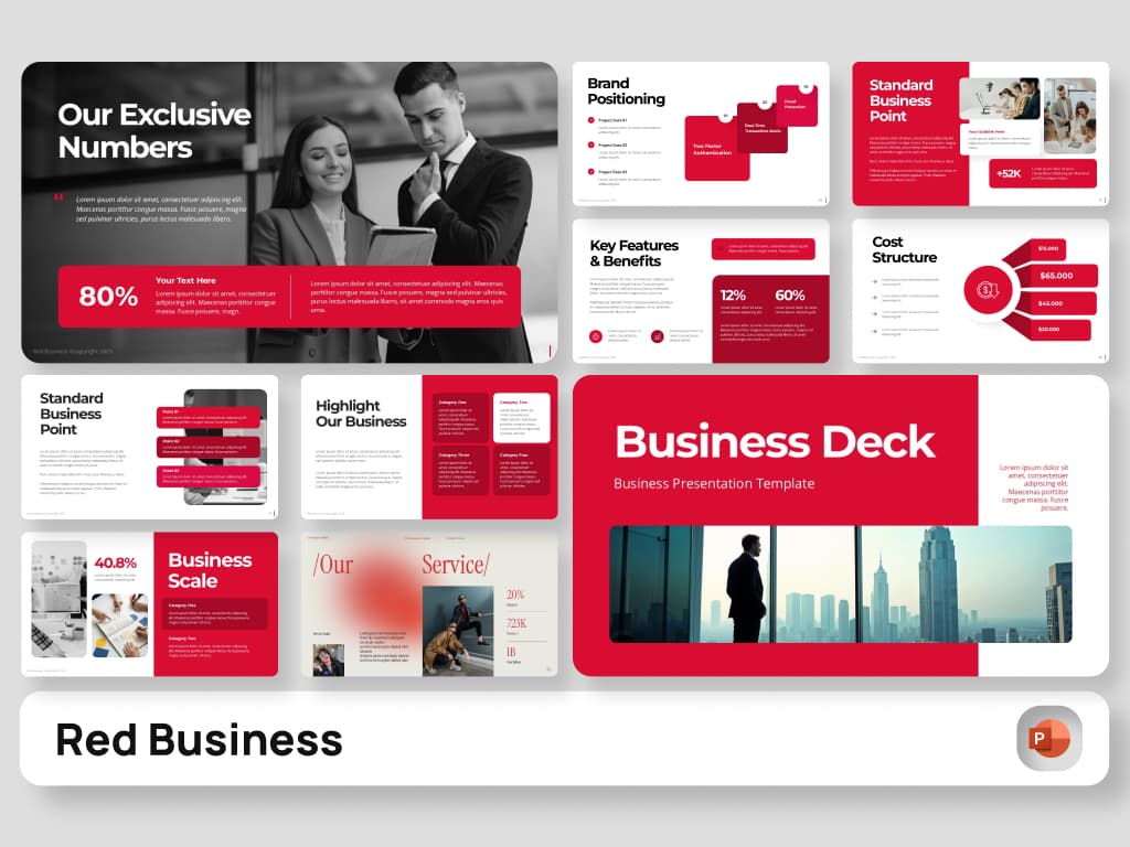 Red Business Deck PowerPoint Presentation Template