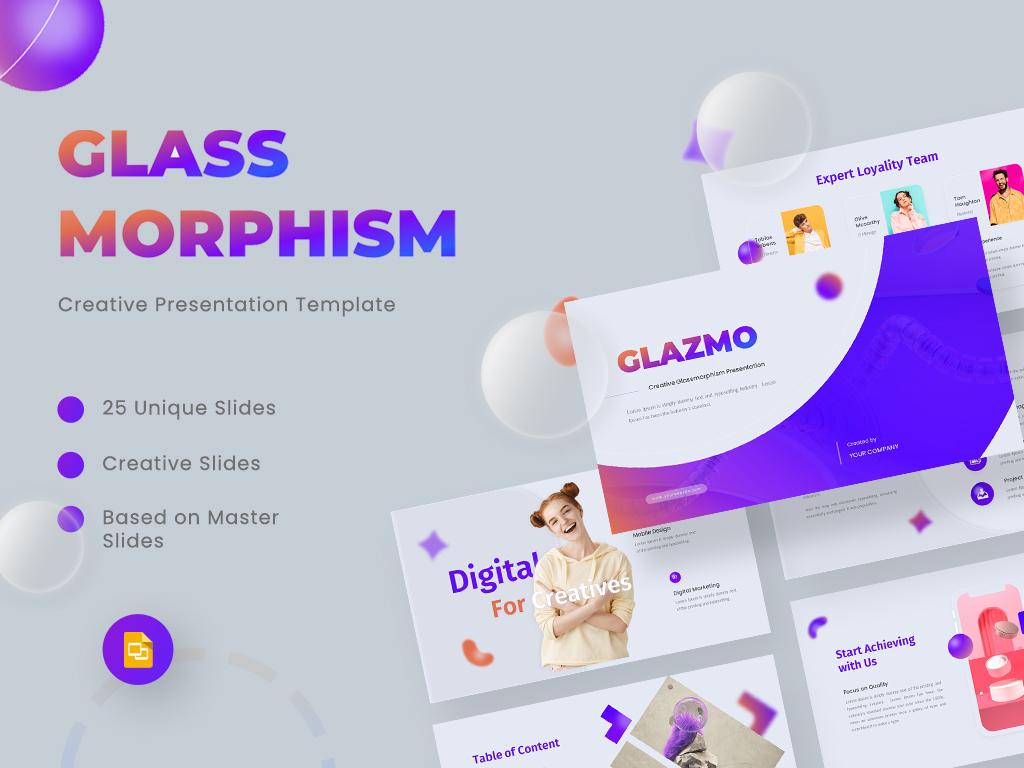 Glazmo-Creative Glass Morphism Google Slides 