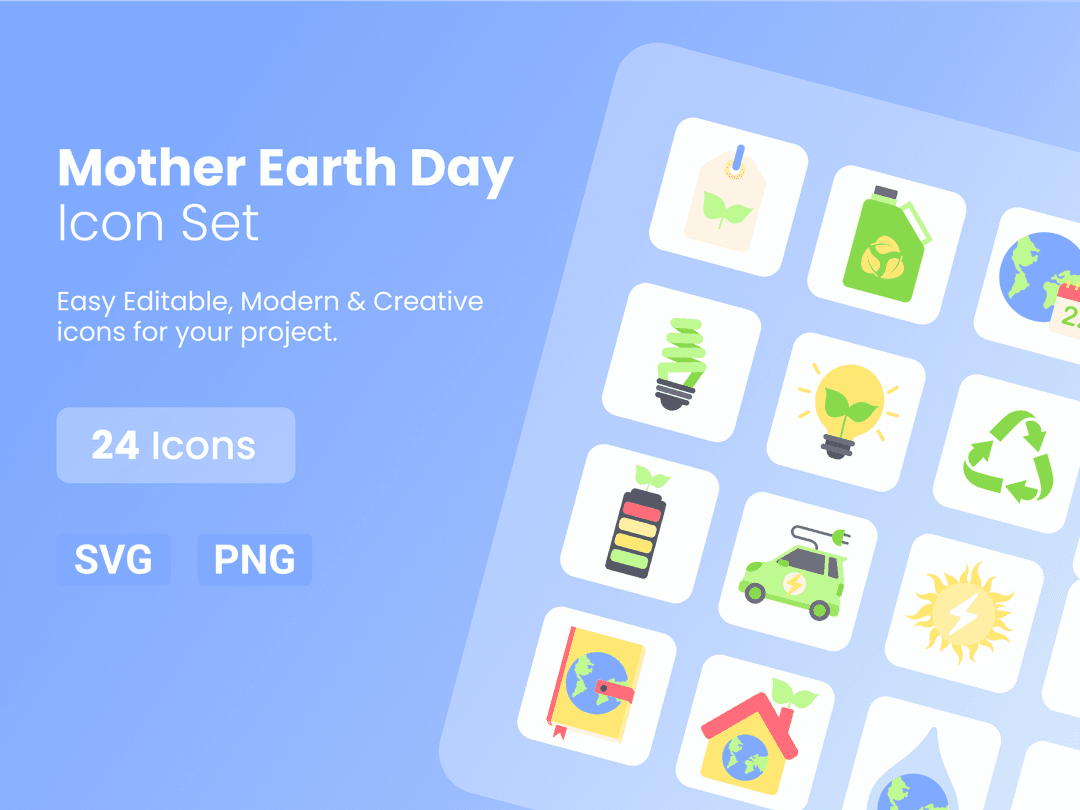 Mother Earth Day Icons Set