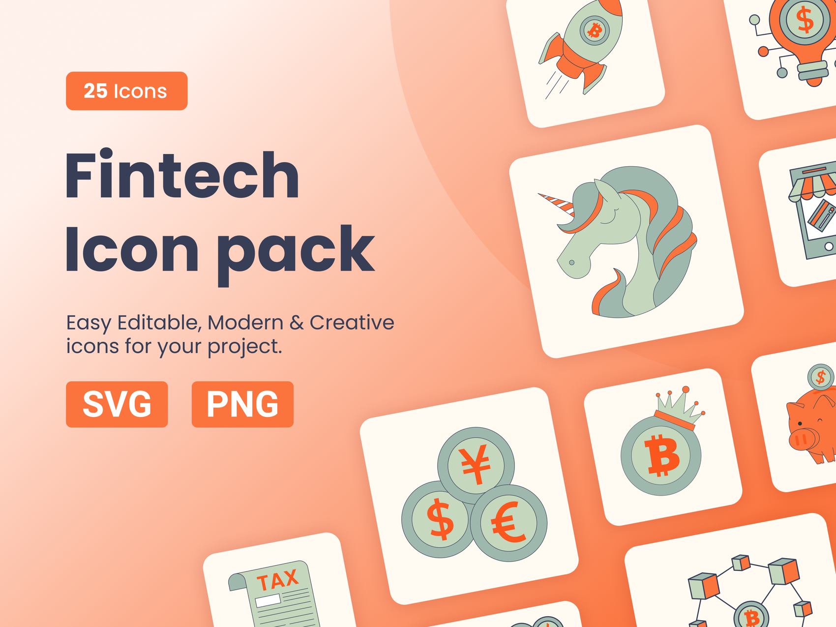 25 Fintech icon pack
