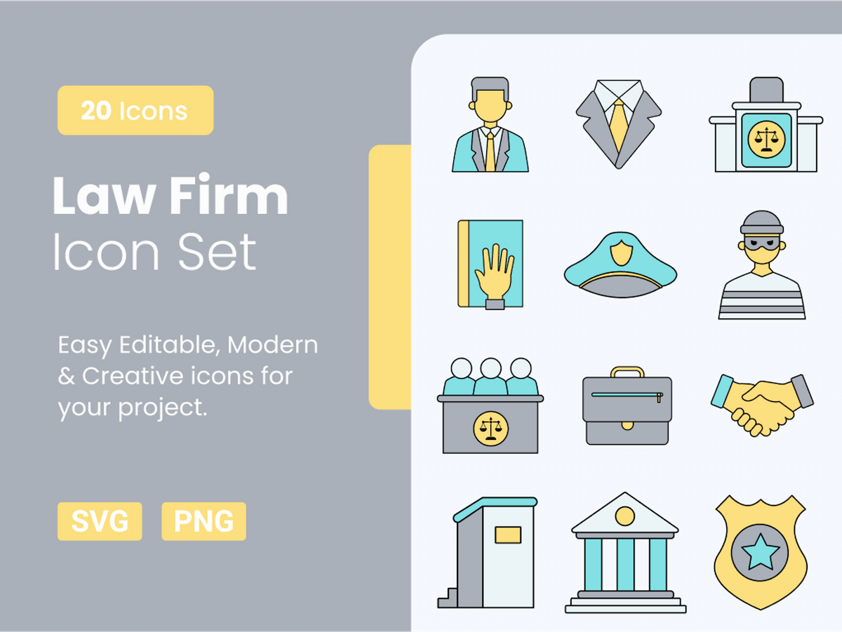 20 Law Firm Icon Pack 