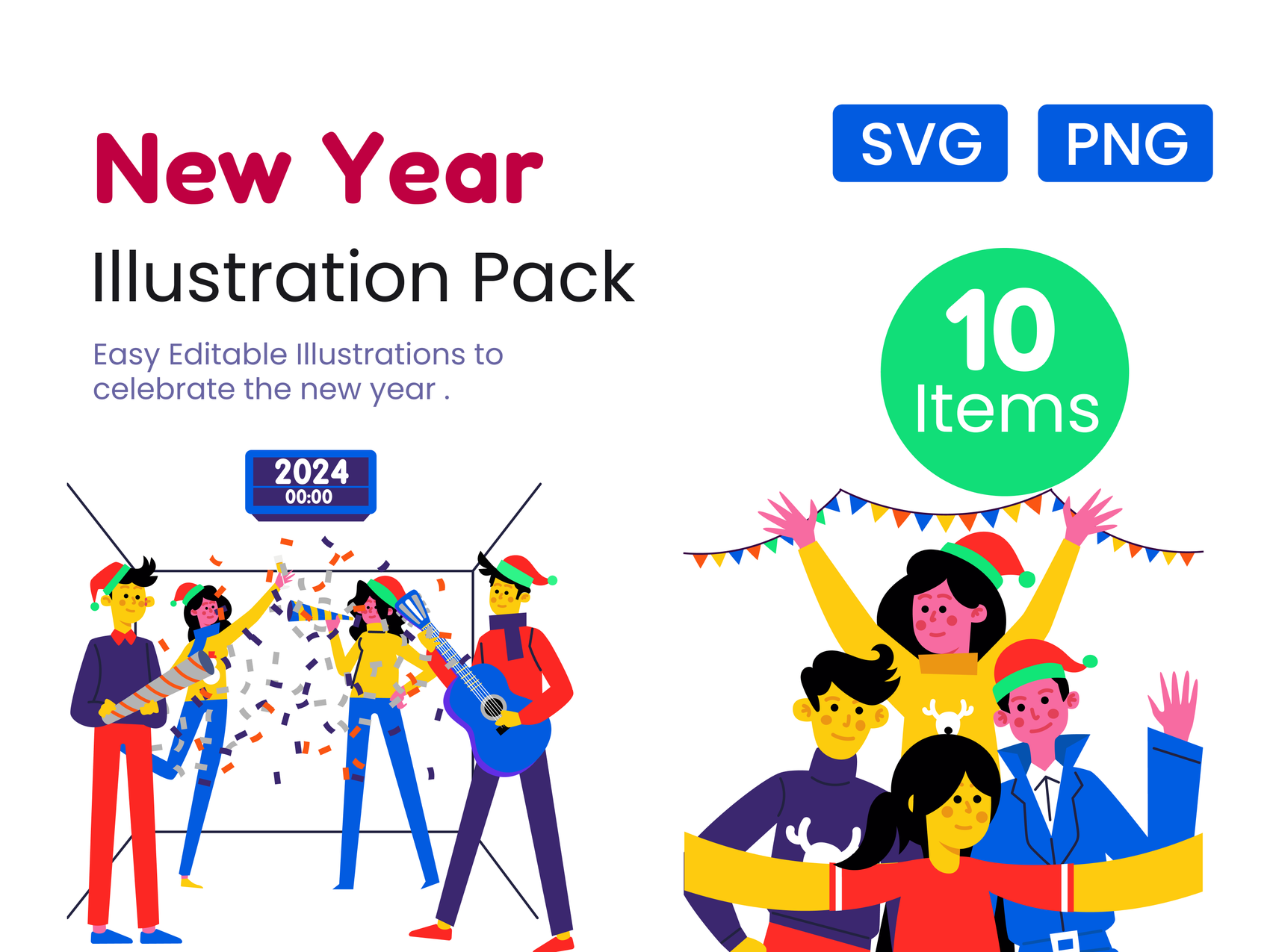 Thumbnail for New Year  Illustration set  digital asset