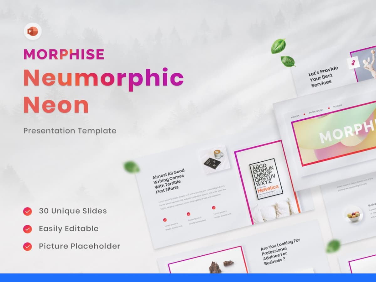 Morphise - Neumorphic Neon PowerPoint Template