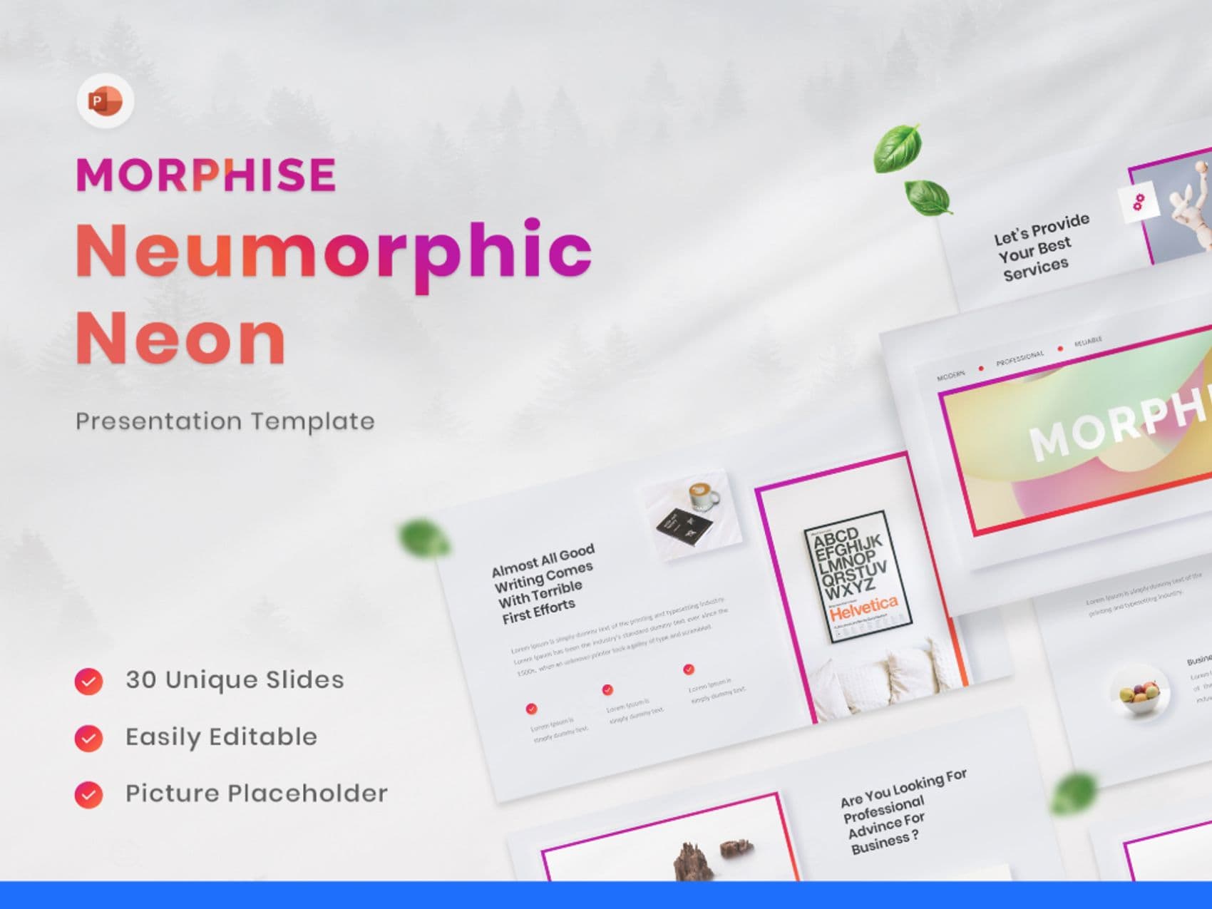 Morphise - Neumorphic Neon PowerPoint Template