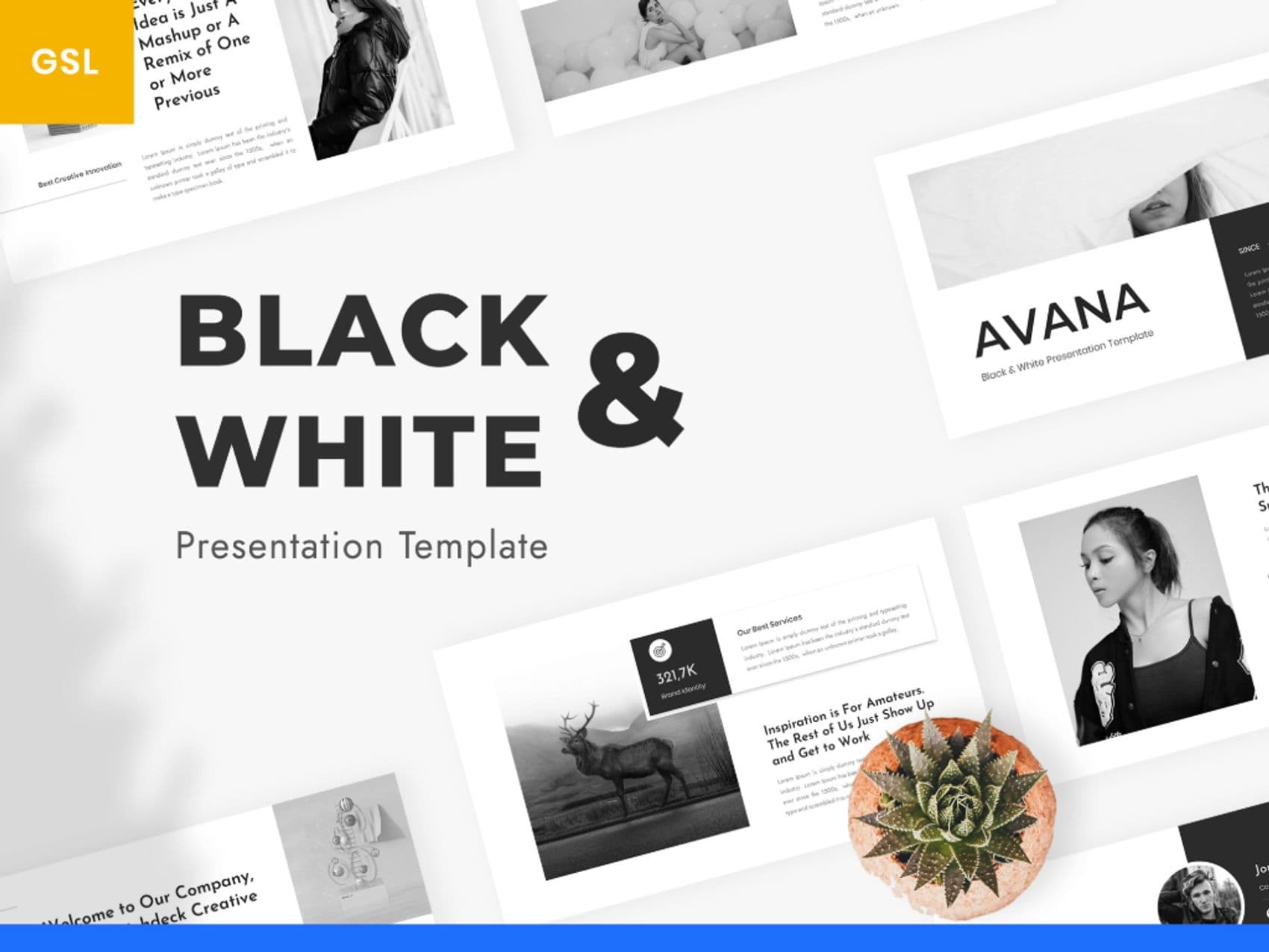 Avana - Black & White Google Slides Presentation