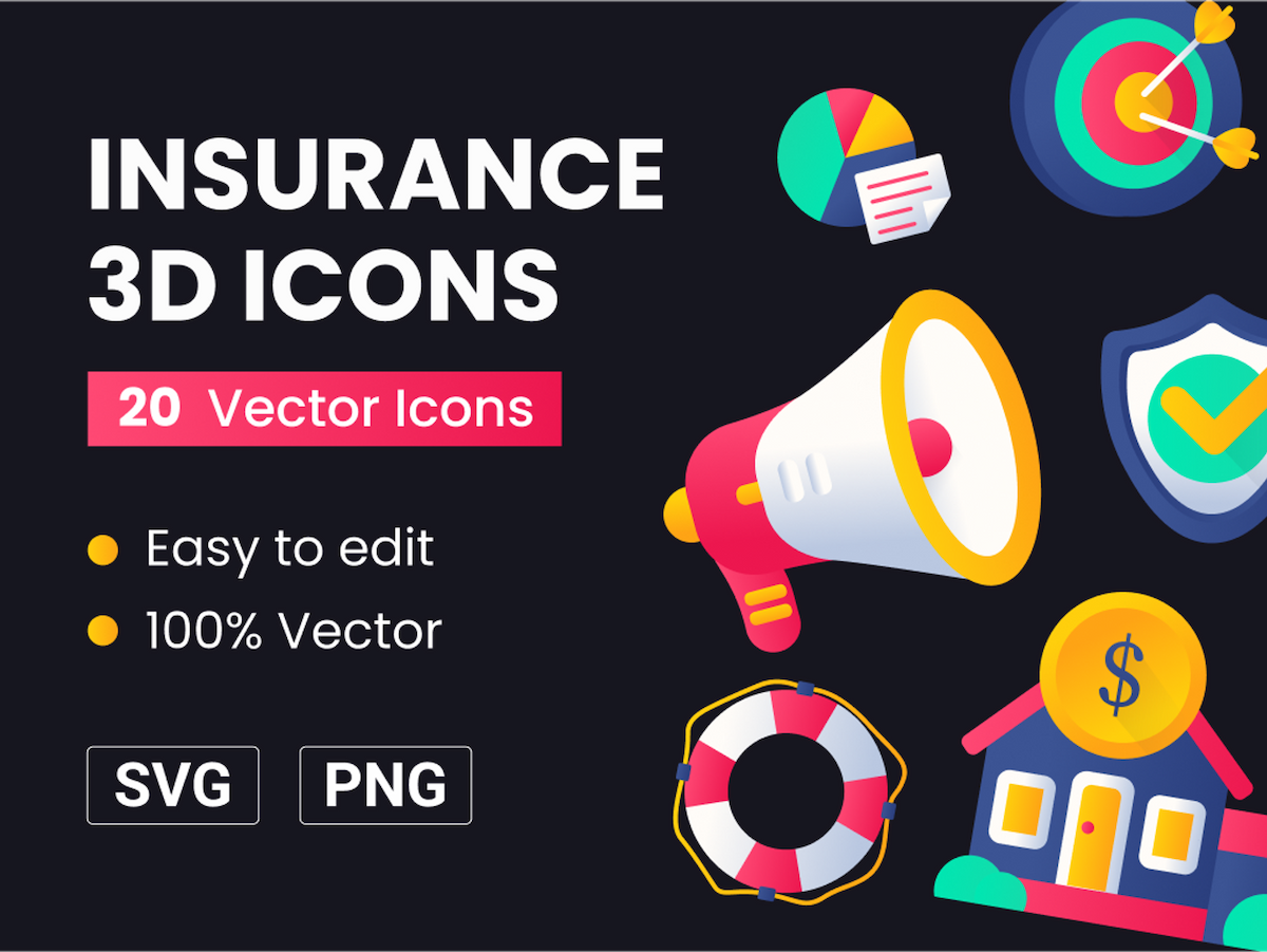 3D Insurance Vector Icons