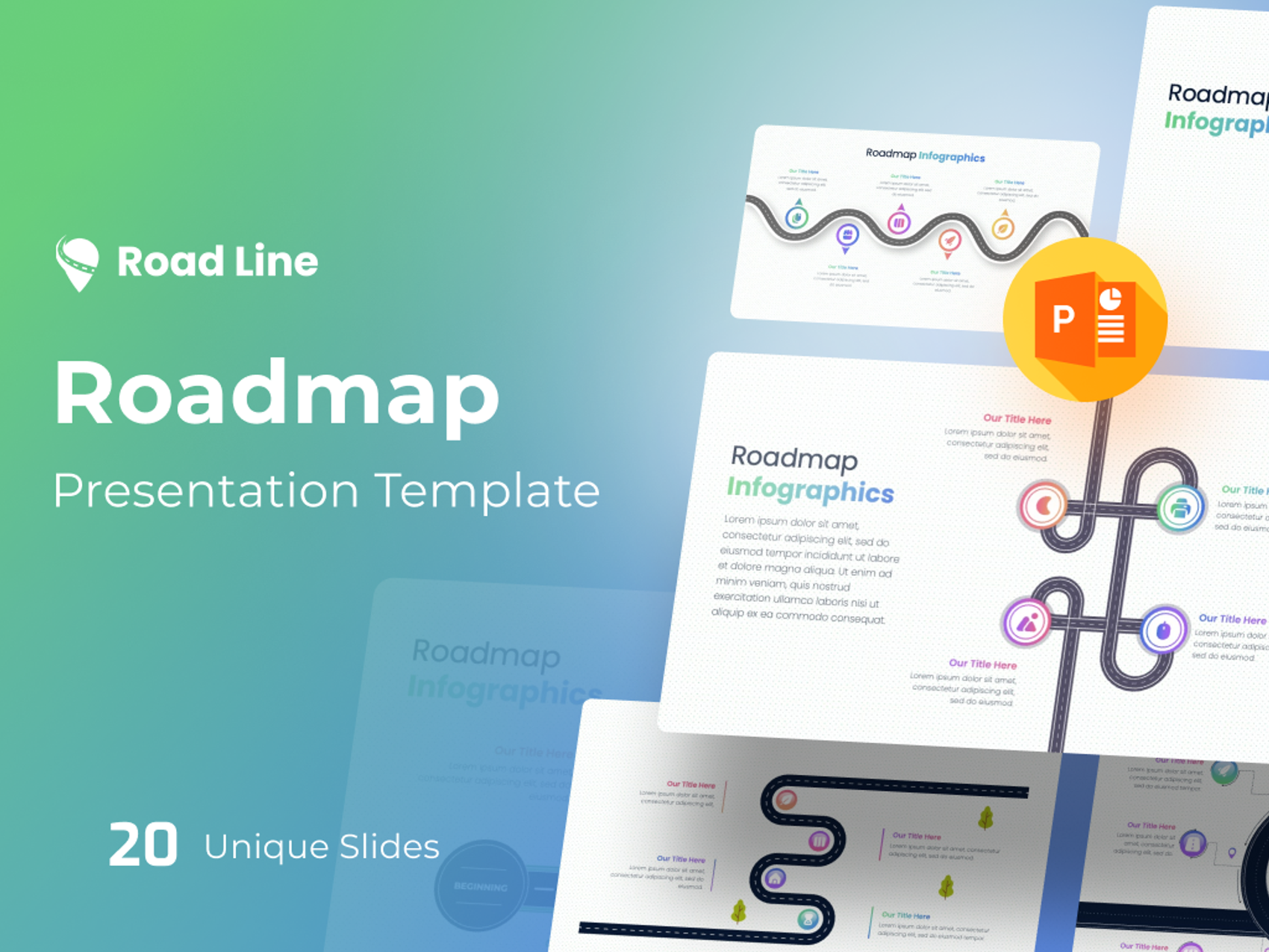 Road Line Roadmap Presentation PPTX