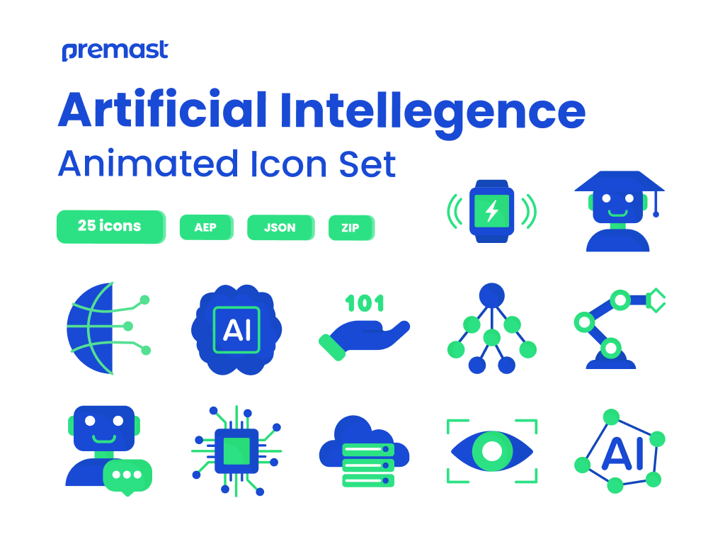 Animated Artificial Intelligence Icon Set