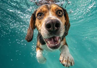 Dog swimming in the water